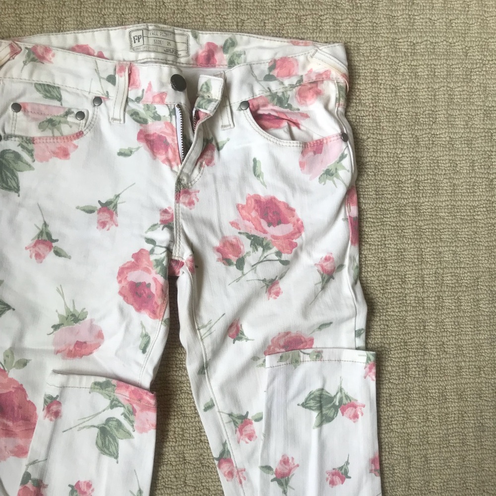 Free People Floral Skinny Jeans